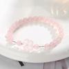 Natural White Rose Quartz Five-Leaf Clover Bracelet for Women - Exquisite Light Luxury Jewelry, Street Style Accessories