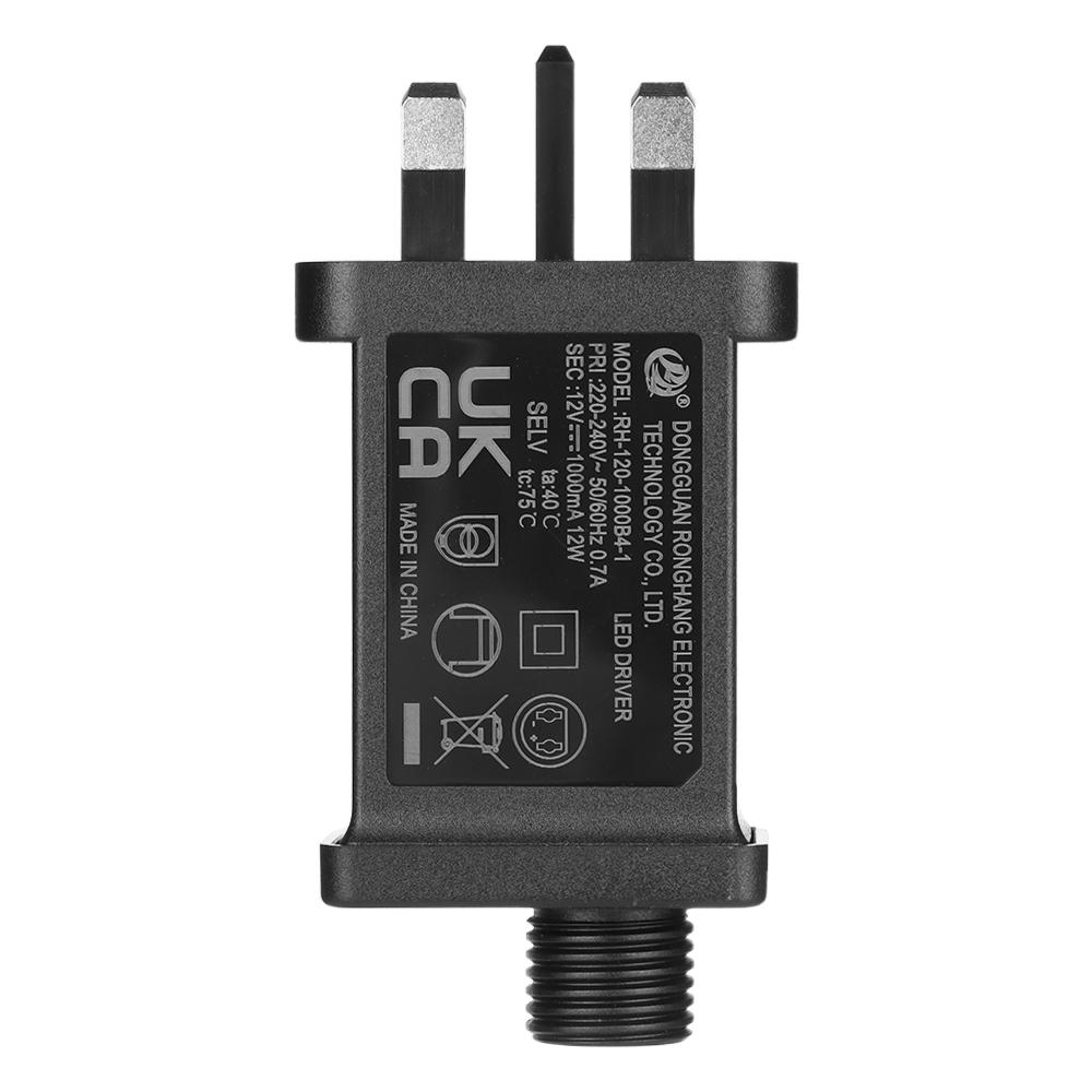 IP44 Light Holiday Lighting String UK Plug LED Transformer AC 110V To DC 12V 1A Power Adapter