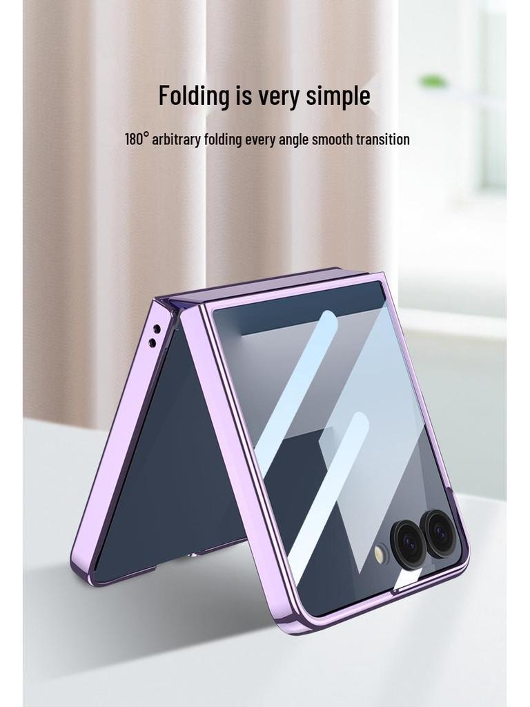 Samsung ZFlip7 Case: New Magnetic Wireless Charging, Transparent Rotating Bracket, GKK Compatible.