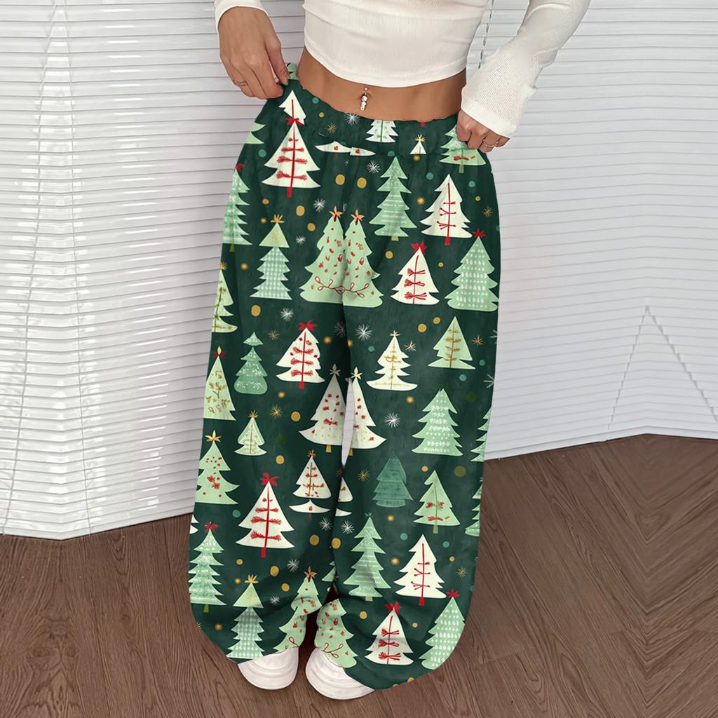 Women's Casual And Fashionable Elastic Waist Loose Wide Leg Pants