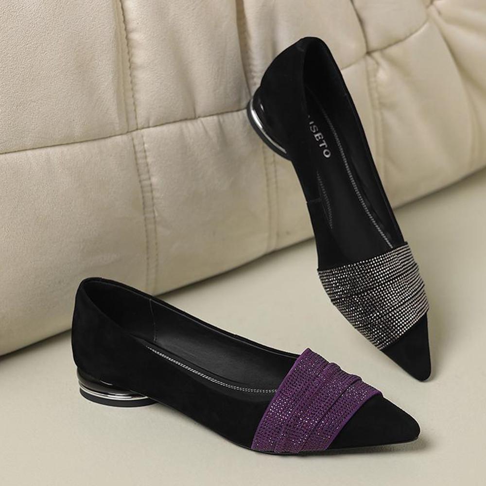 Fashion 2025 New Pointed Toe Shallow Mouth Square Heel Small Suede Shoes Women's Elegant Fashion High Heels Dress Shoes Zapatos Mujer