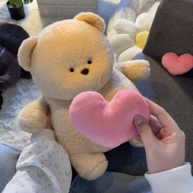 Teddy Bear Plush Toy with Heart-Shaped Voice Recorder, Soft Stuffed Animal, 35cm/55cm