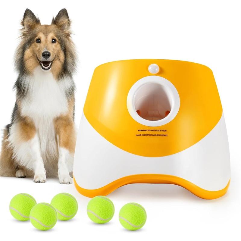 Automatic Ball Launcher for Dogs 10-30ft Adjustable Distance Motion Sensor Safety 2000mAh Battery for Small Medium Pets