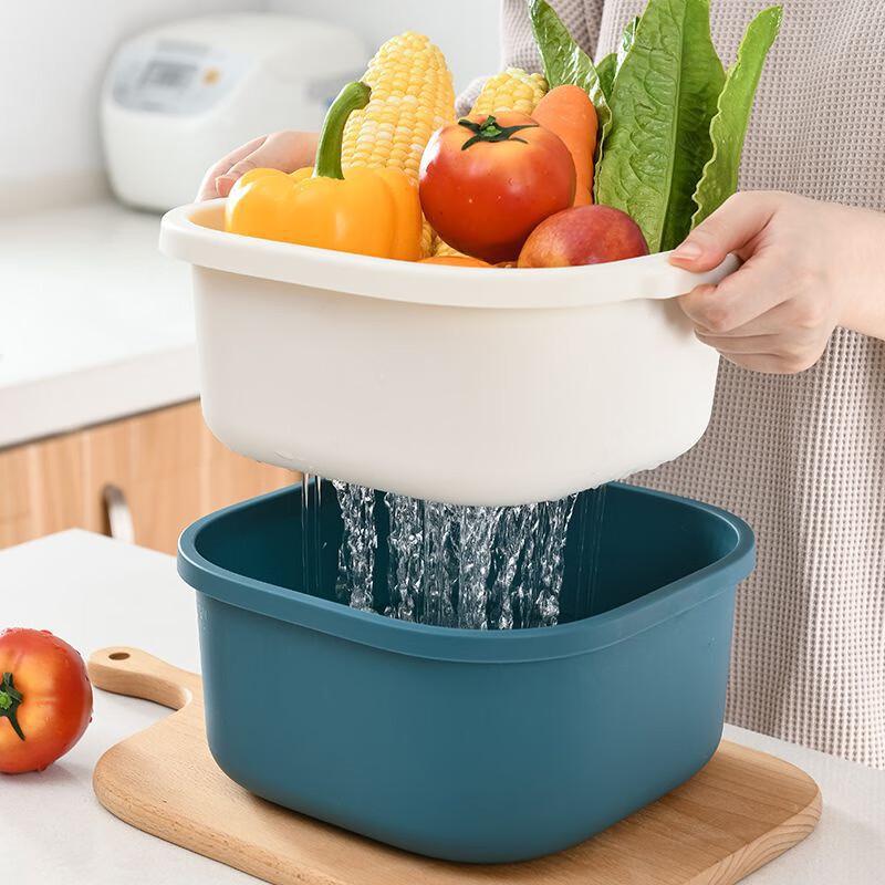 Double-Layer Multi-functional Kitchen Draining Basket