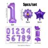 5pcs Purple Number Foil Balloon Set for Birthday Parties, Anniversaries, Holiday Celebrations, Party Decorations,