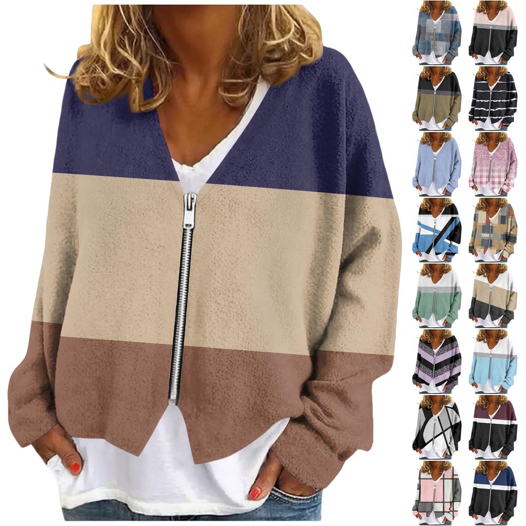 Womens Zip Up Sweaters Sweatshirts Long Sleeve Oversized Jackets Soft Casual Loose Tunic Tops