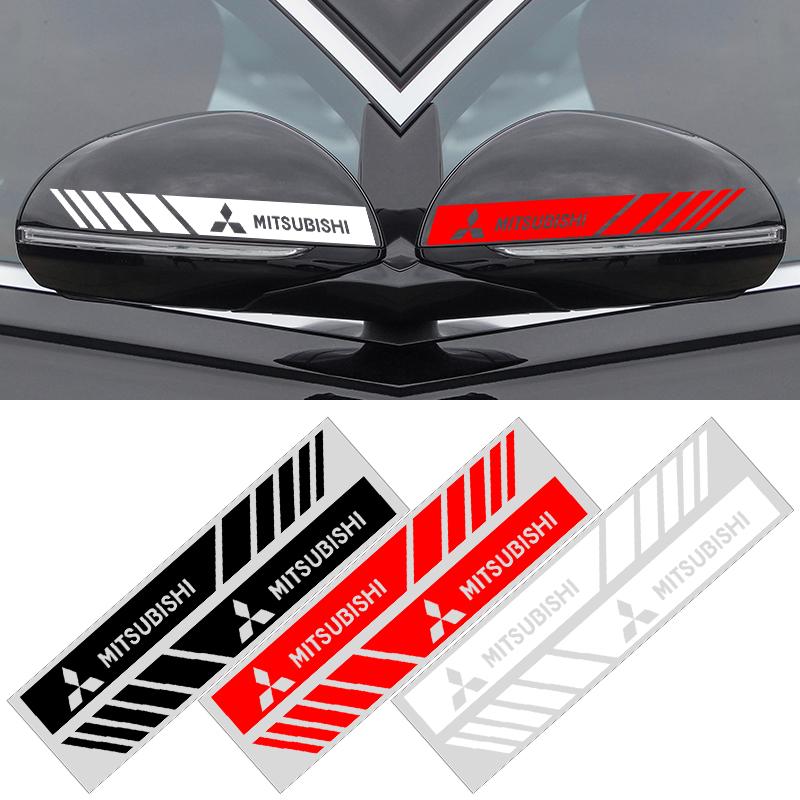2PCS Car Rear View Mirror Side Stripe 3D Stickers Car Styling For Mitsubishi Outlander Lancer 10 9 ASX RALLIART Eclipse L200
