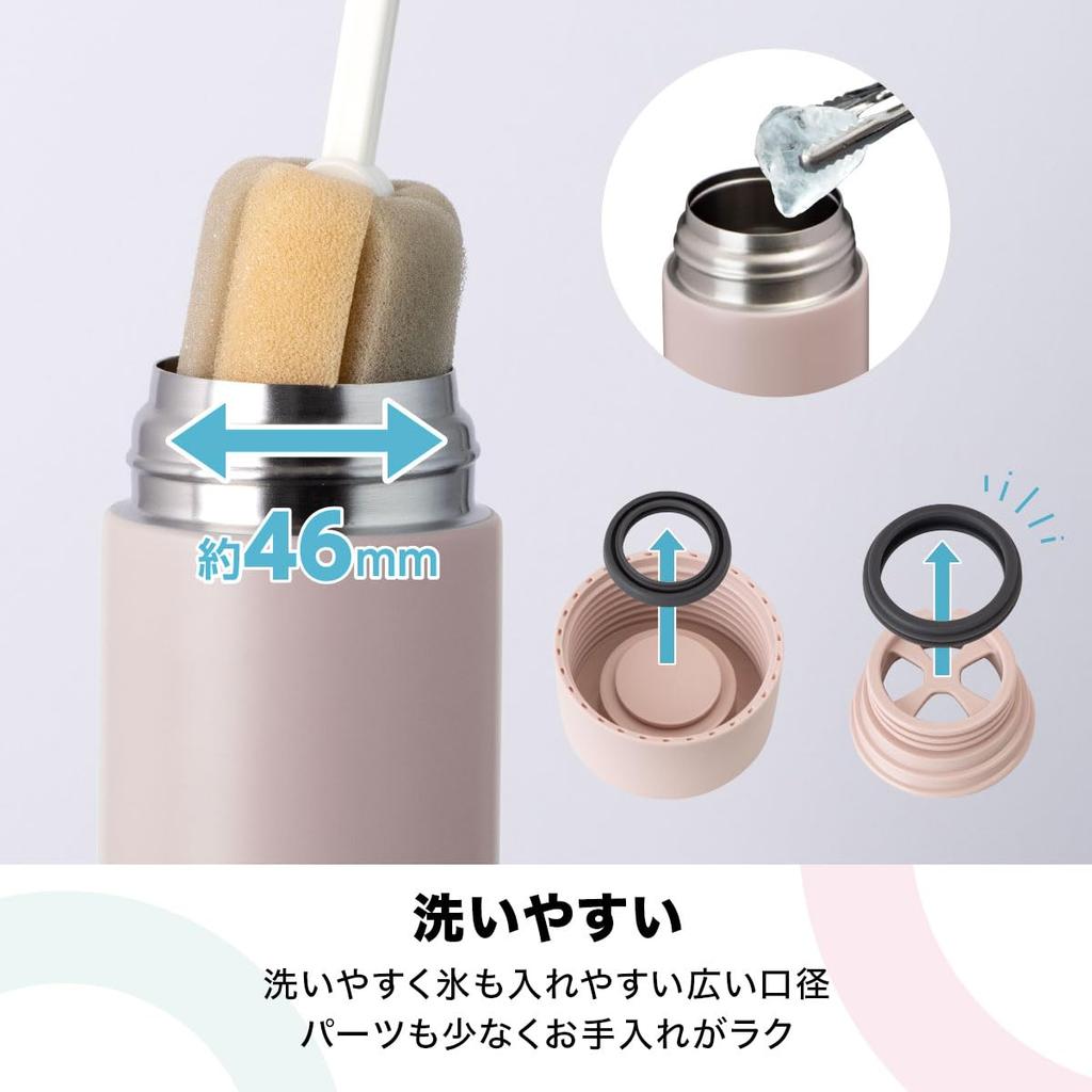 Atlas Water Bottle 760ml Vacuum Insulated Stainless Steel Lightweight Screw Bottle Mug Bottle with Ice Stopper Wide Mouth Easy to Wash Switch Mug Ice