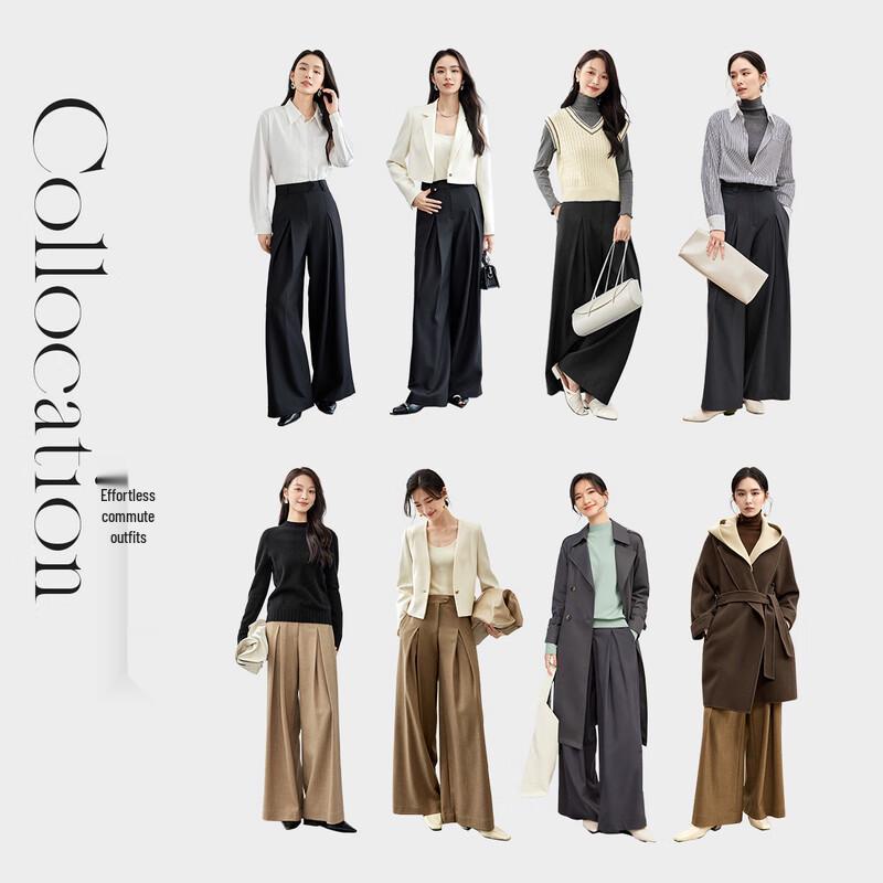 Shangdu Bila Women's Wide-Leg Drape Casual Trousers