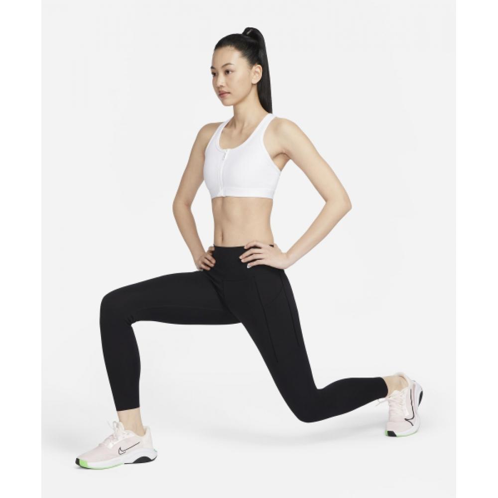 Nike SWoosh přední podložka na zip střední podpora sportovní podprsenka W White Stone Mauve White Fn2732 100