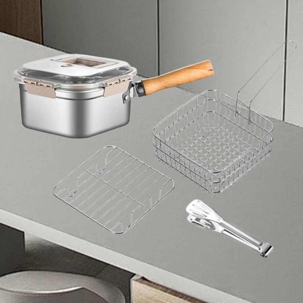 Detachable Handle French Fries Holder Nonstick Camp Food Container Foldable Fryer Basket  Gathering