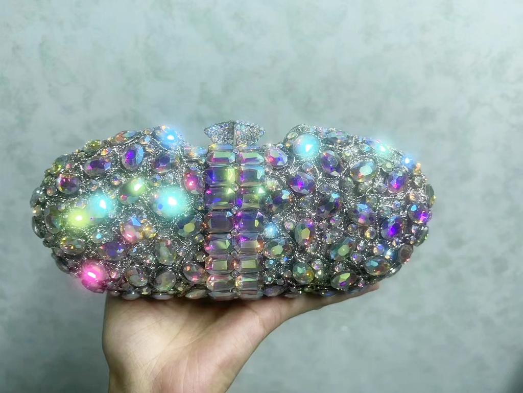 Rhinestone Evening Bag Yellow/Pink /Green Diamond Wedding Purses Bridal Prom Clutches Luxury Women Crystal Clutch Handbags