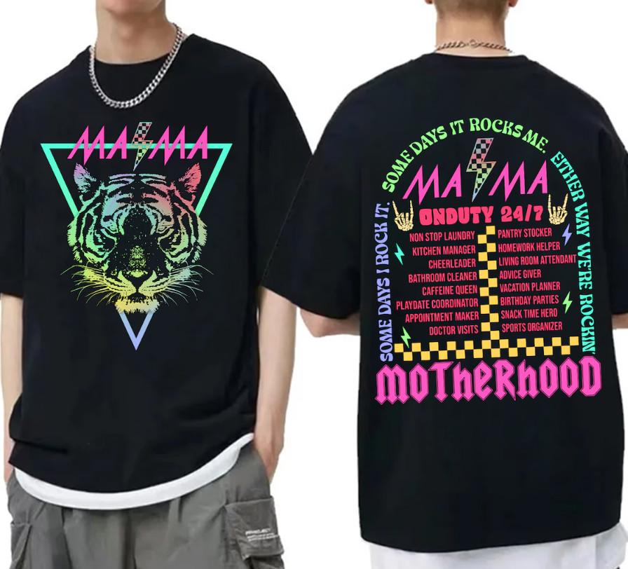 Motherhood Tour Shirt, Some Days I Rock It Shirt, Mama Lighting Bold Shirt Doubl Unisex T-Shirt M