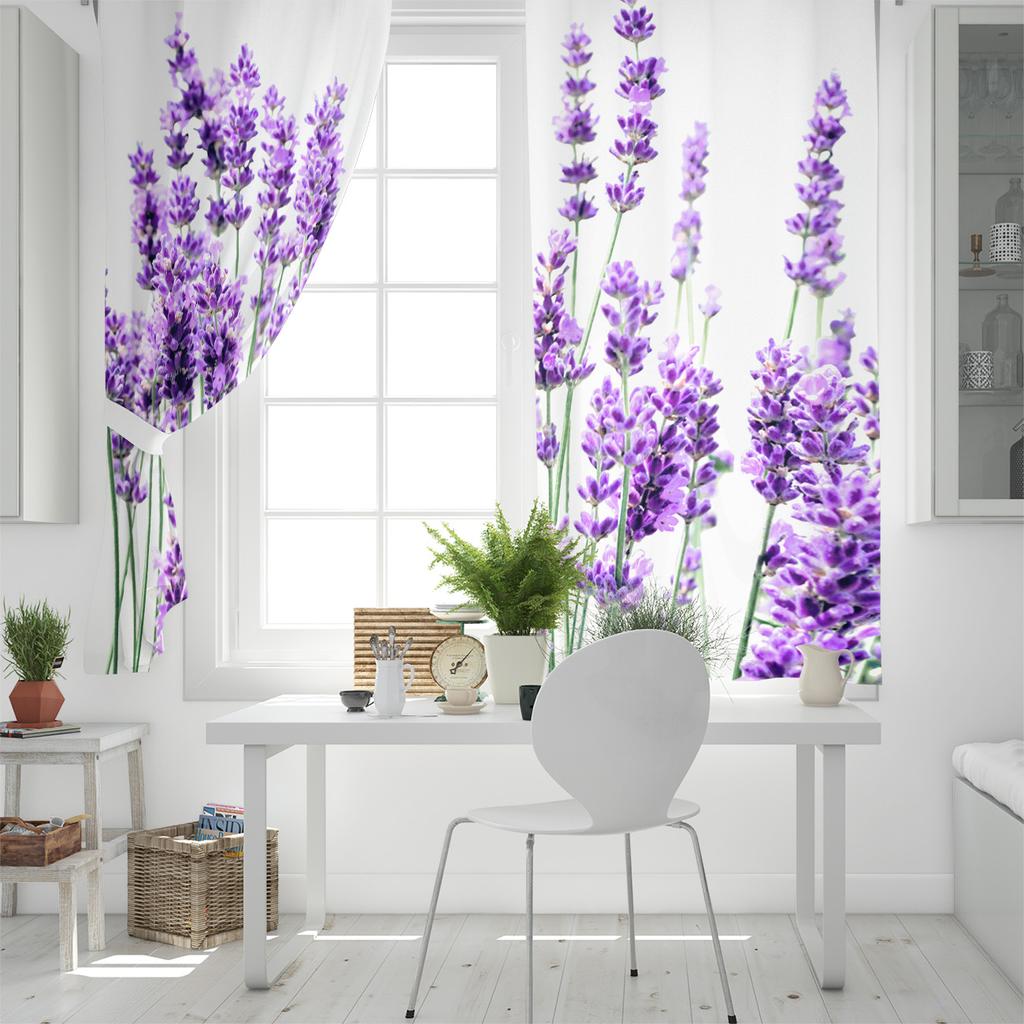Bedroom Kitchen Curtains Lavender Plant Flowers Curtain Living Room Decoration Items Window Curtains for Living Room