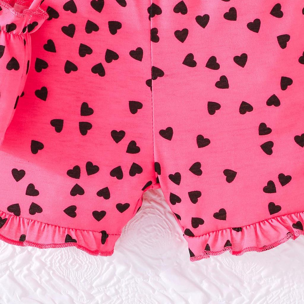 Girls' Heart Print Cami Romper with Matching Bag