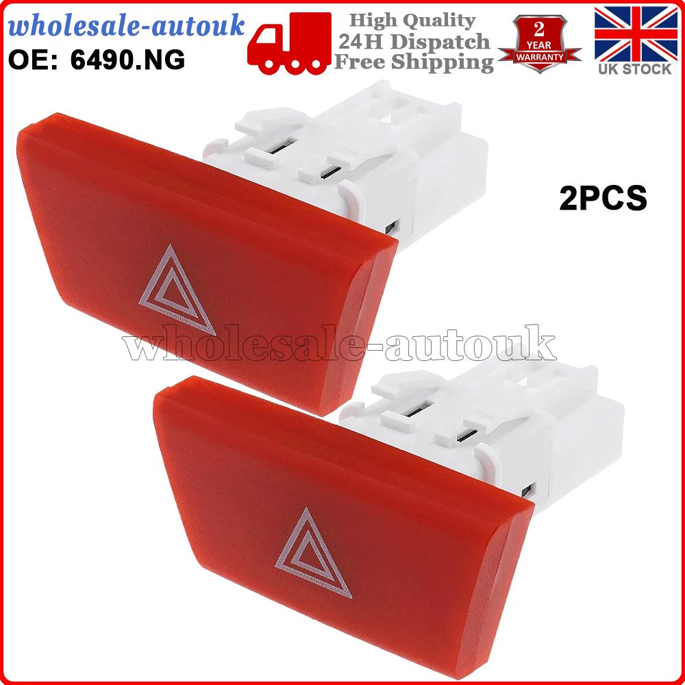 2X Hazard Light Warning Switch Button for Citroen Peugeot 107 Toyota Aygo 6490NG