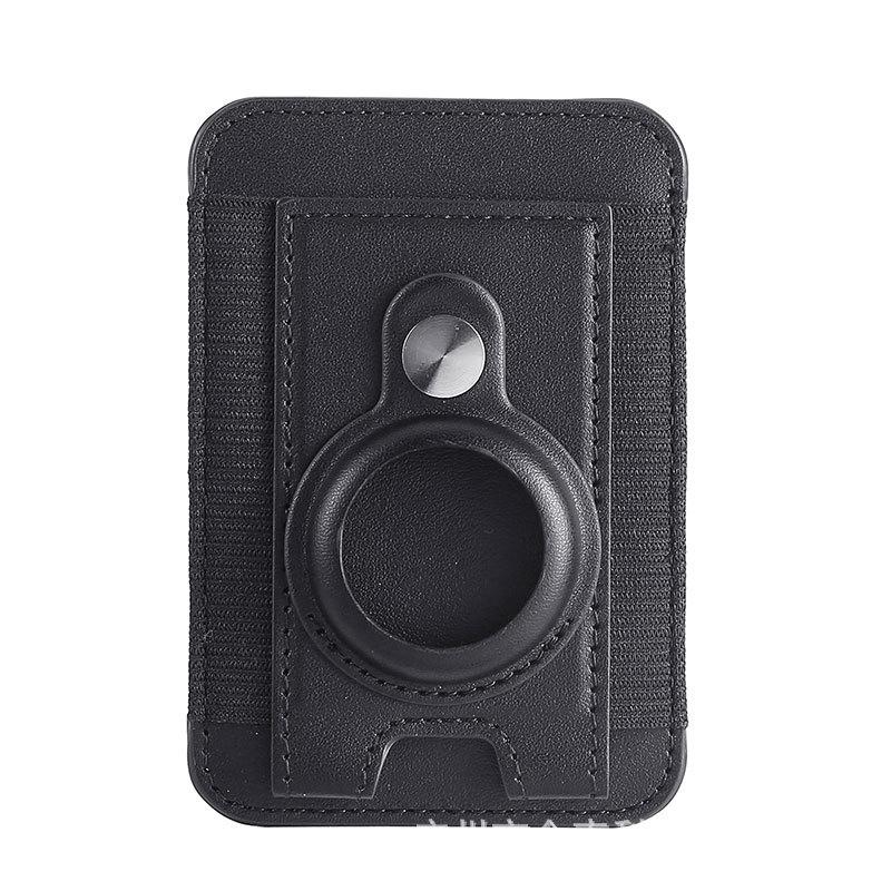 Leather Magnetic Card Holder for AirTag Locator - Strong, Elastic, MagSafe Compatible ID Wallet