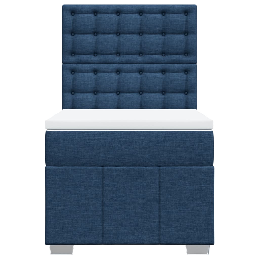 Box Spring Bed with Mattress Blue 100 x 200 cm Fabric