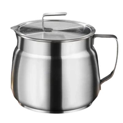 Extra Thick Stainless Steel Oil Filter Pot with Lid and Built-In Filter Suitable for Home Cooking Oil Storage and Filtration