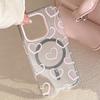 Gray Pink Graffiti Love IPhone 15 Apple 16 Promax Mobile Phone Case Suitable for 14 Personality 13 Transparent 11 Magnetic Suction