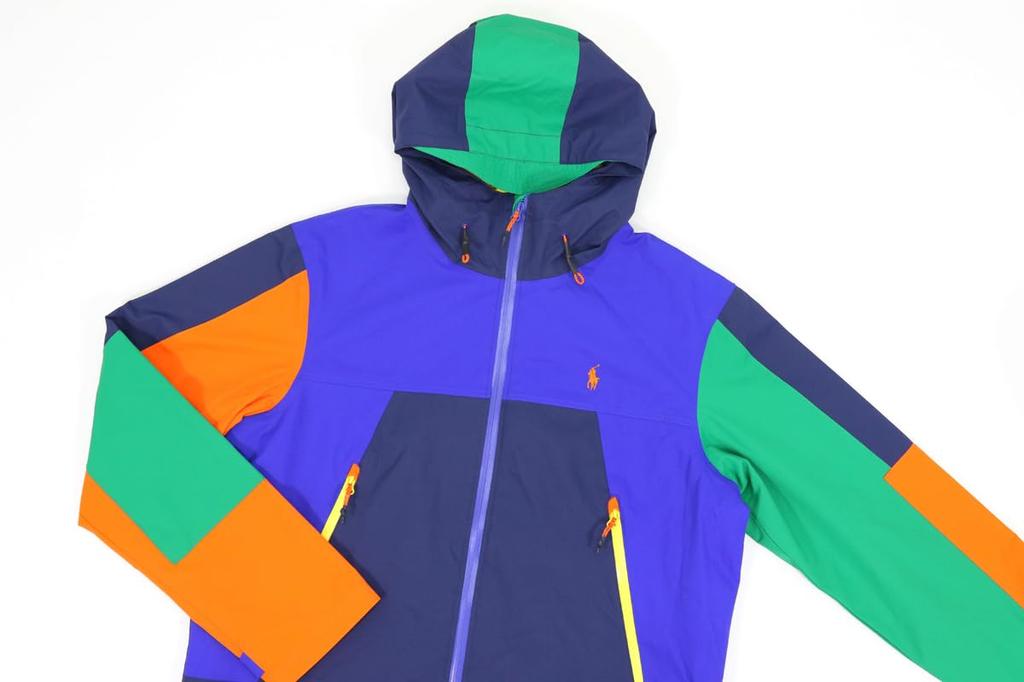 POLO RALPH LAUREN Performance Paneled Windbreaker Size Multicolor Men's Double-Zip Jacket/Hoodie, Small, (Product Code 01010032)