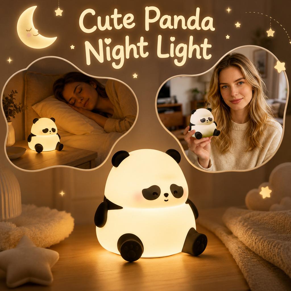 Panda Shaped Night Light Soft Silicone Touch Sensor Table Lamp Child Friendly Portable Rechargeable LED Light for Bedroom Nursery