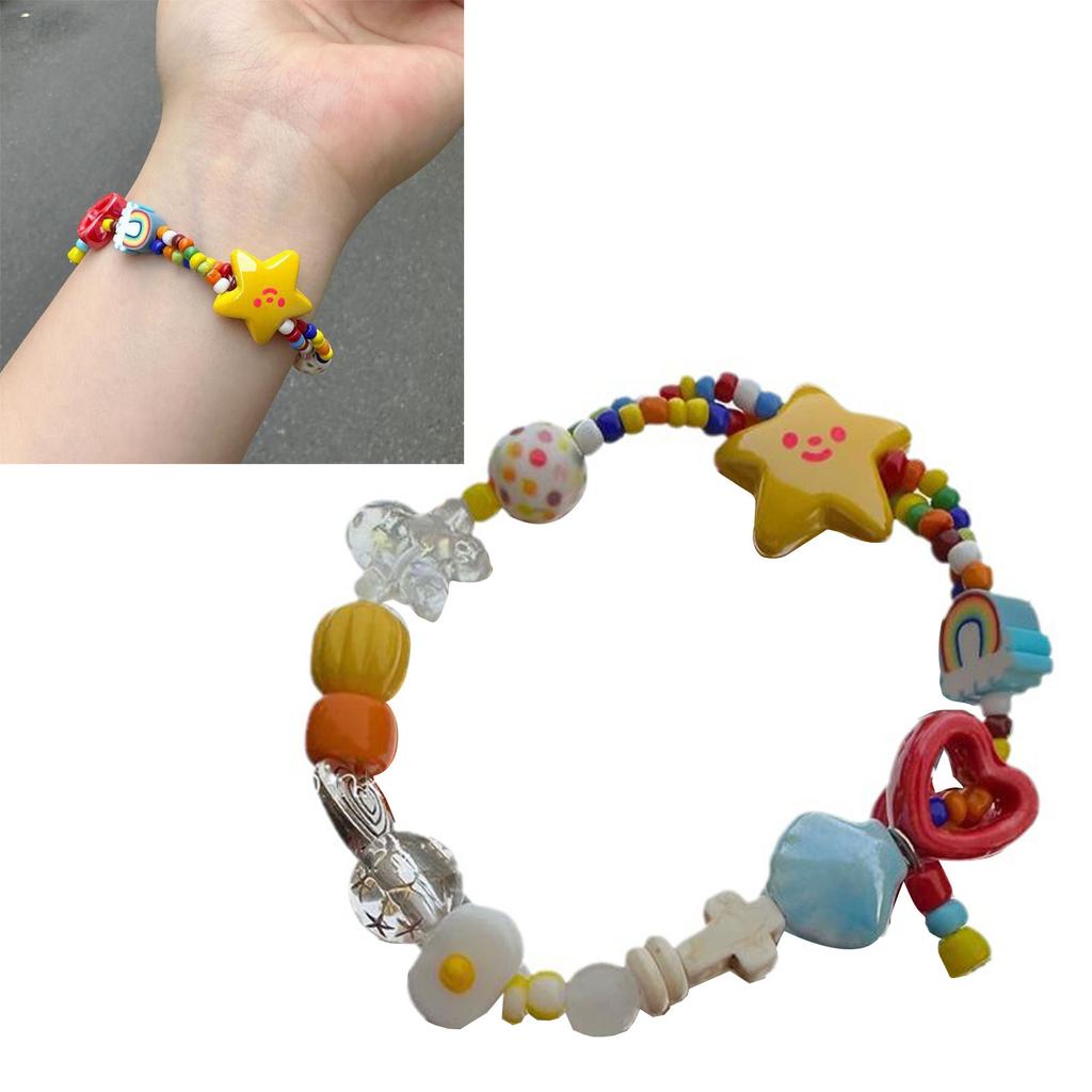 Cute Colorful Beaded Bracelet Simple Cute Star Stretch Bracelets Summer Jewelry Stackable Bangle Friendship Wristbands
