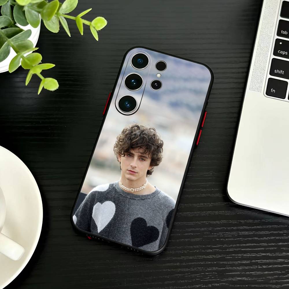E-Timothee Chalamet Phone Case For Samsung S26,S25,S24,S23,S22,S30,S21,Ultra,Plus,FE 5G Black Soft Cover