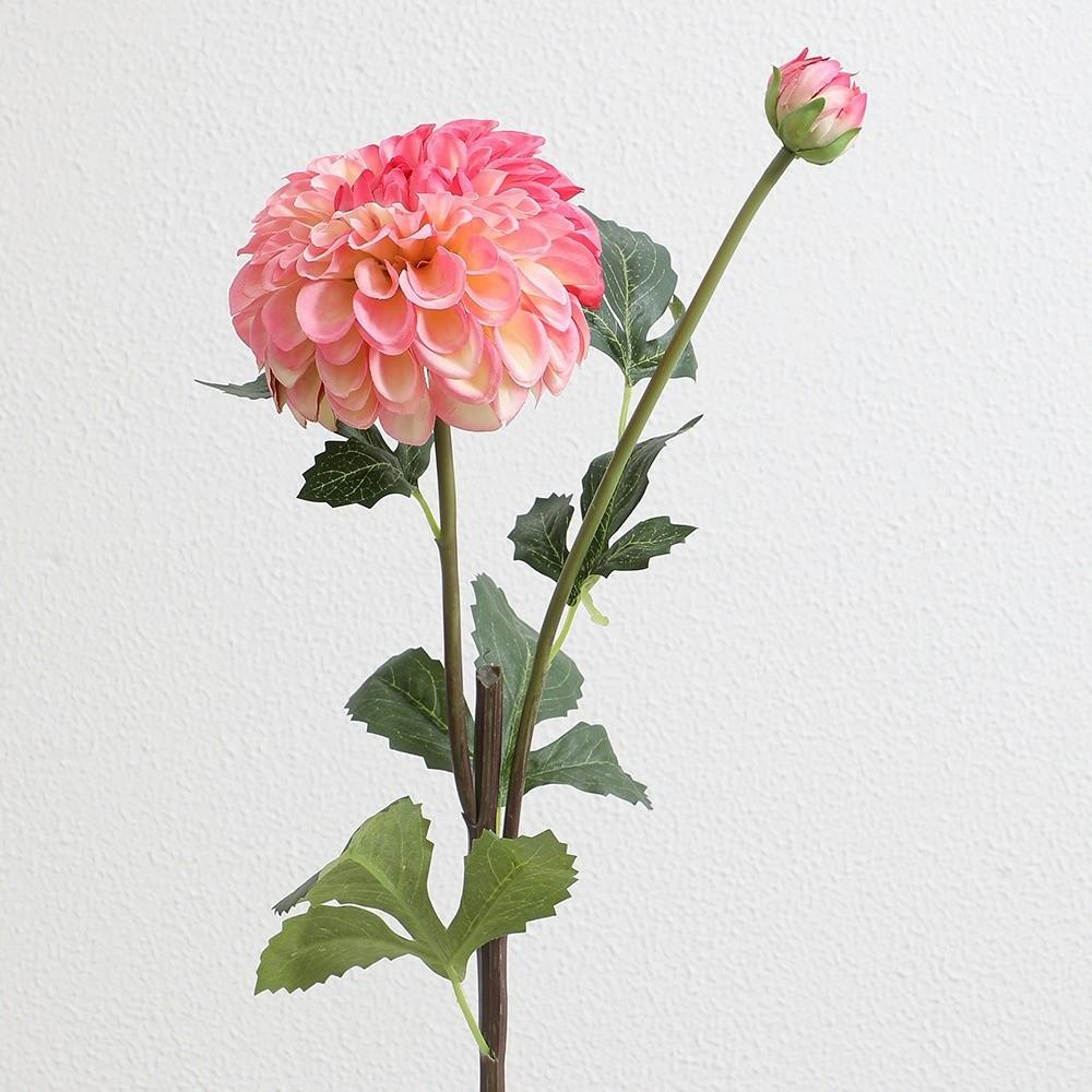 Pink Artificial Dahlia Flowers 2 Heads Artificial Faux Plants  Home Decoration