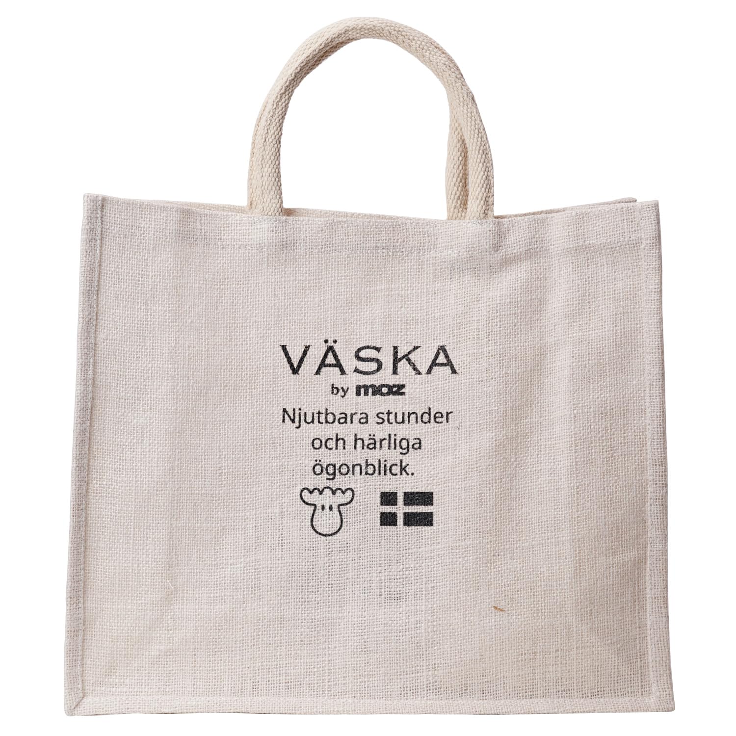 

VBSKB by Veska Amazon limited sale product Tote bag L size Large capacity Large Scandinavian Swedish Elk Moose Walking Tote Jute Natural White [Mozu]