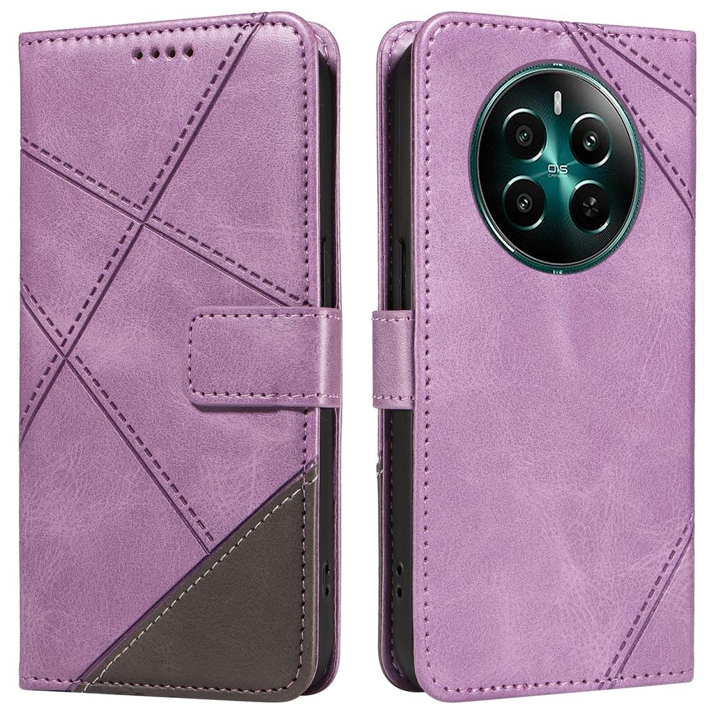 For Realme Narzo 70 5G/Narzo 70 Pro 5G/P1 5G/12 4G/12+ 5G Case Leather Geometric Line Wallet Phone Cover with Wrist Strap
