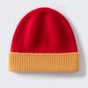 Autumn and Winter New Children's% Pure Cashmere Hats for Boys and Girls with Color Matching Knitted Warm Windproof Ear Caps