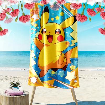 Cute Pokemon Print Beach Towel, Large Soft Quick Dry Towel for Beach Camping Swimming