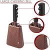 Cloche de table en acier 27,6 cm avec long manche en caoutchouc et gong cloche a vache pour evénements sportifs, supporters, mariage