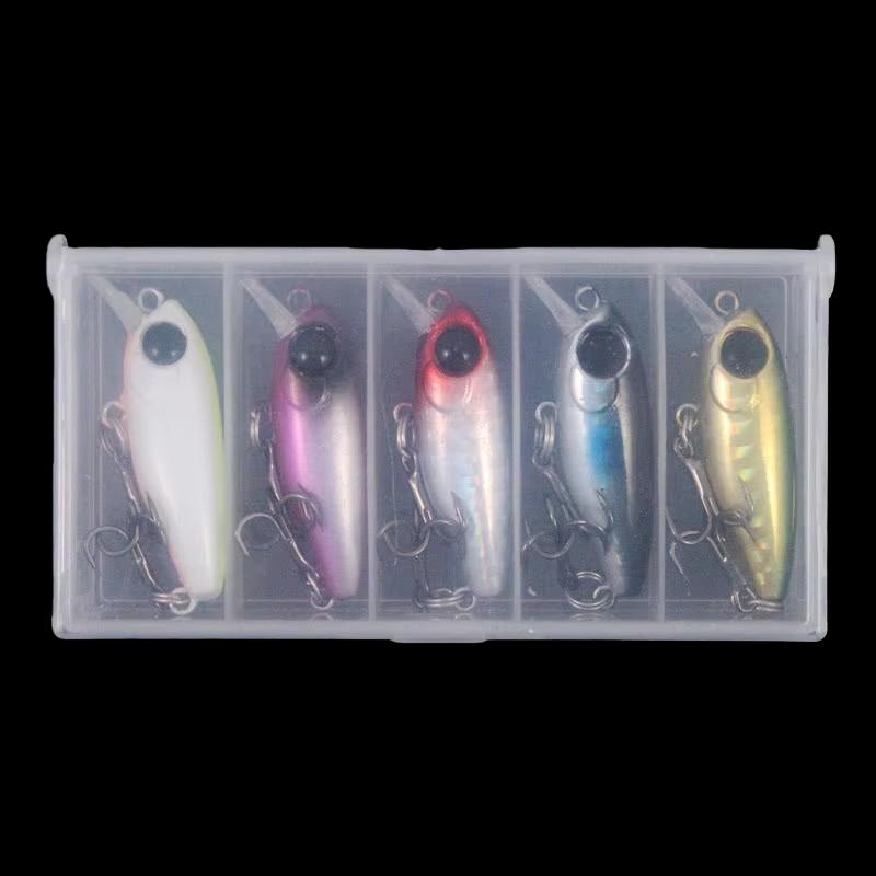 Ultra-Small Hard Bait Lead Fish Single Hook Set Five Boxes Metal Horse Mouth Three Hooks Blood Groove Sequins for Bass Trout