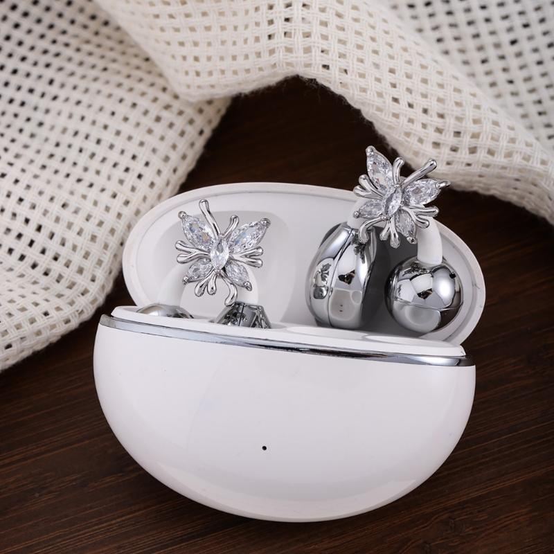 Butterfly Shaped Rhinestones Earphone Decorations Sweat Resistant Coppers Alloy Universal for Sports Enthusiasts and Fas