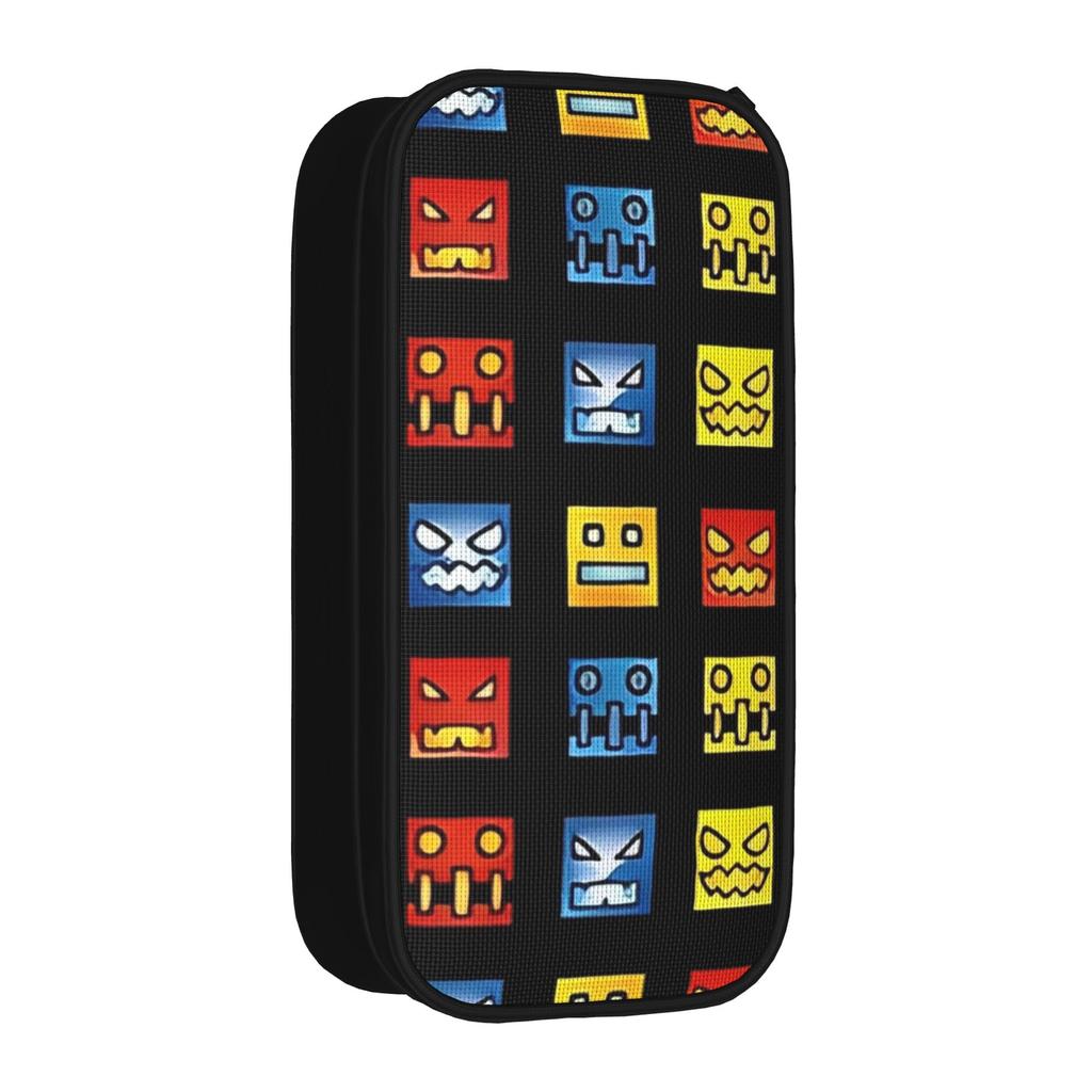 Geometrie Icon Gesicht Striche Federmäppchen Lustiger Parkour Gaming Stifthalter Tasche Mädchen Jungen Großes Schul Reißverschluss Federmäppchen Schreibwaren