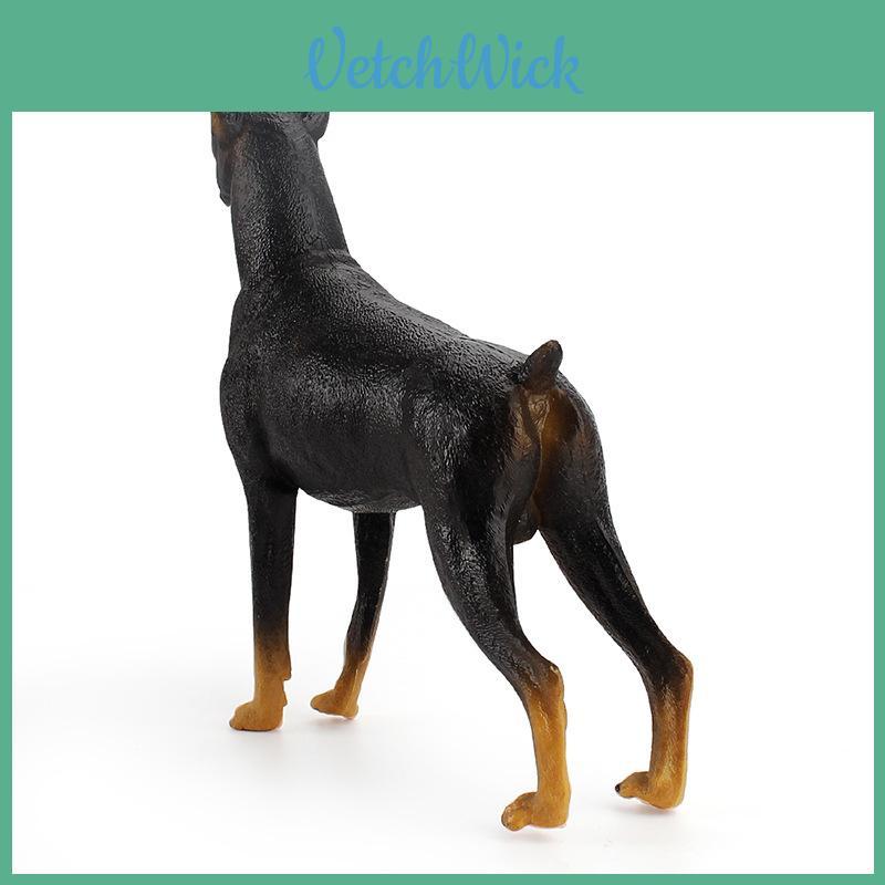 Childrens Pvc Black Doberman Dog Model For Farm Scene And Collectible Display