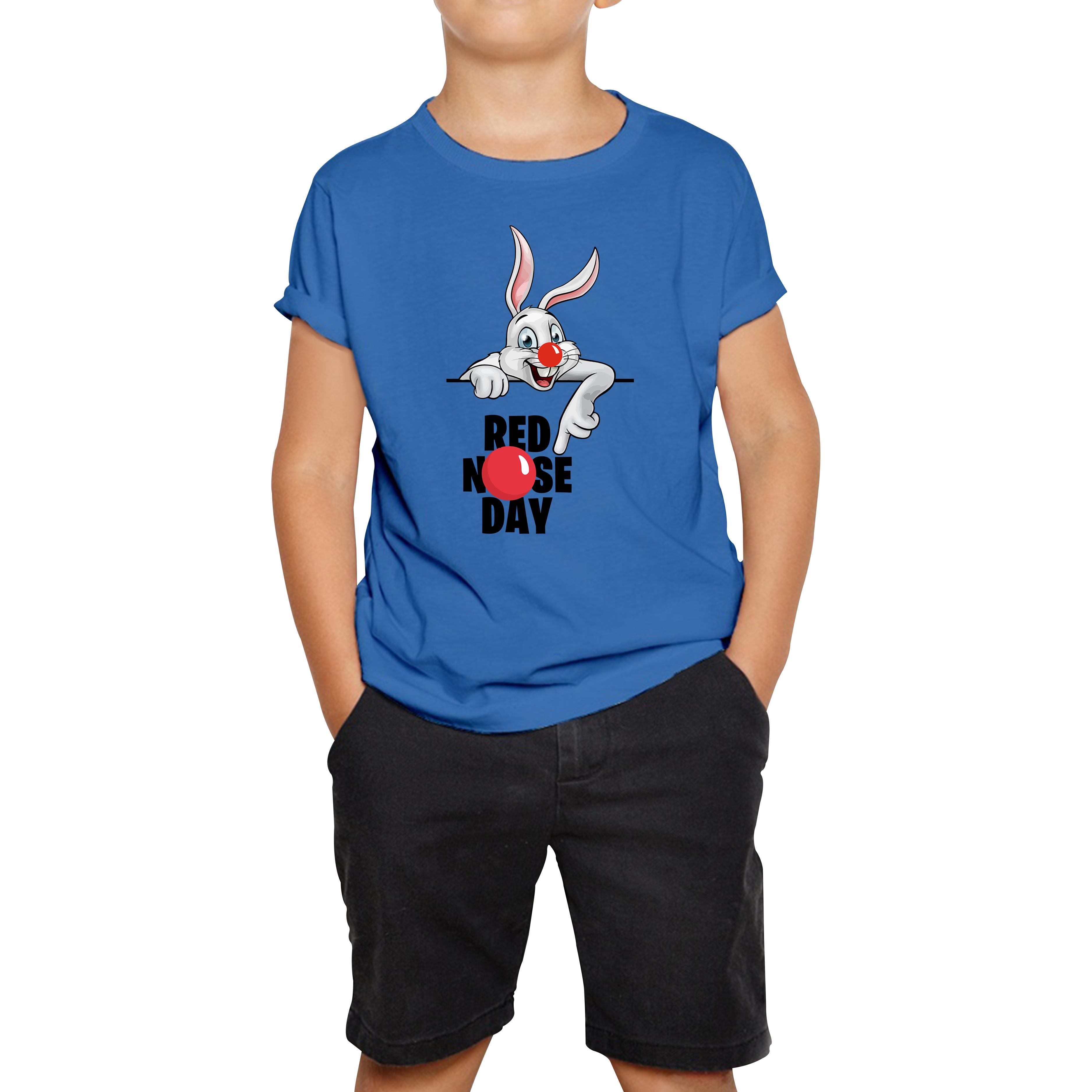White Bunny Red Nose Day Kids T Shirt 130