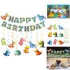 Kit Decorazioni Festa a Tema Dinosauri con Striscione e Decorazioni a Spirale per Festa di Compleanno dei Bambini