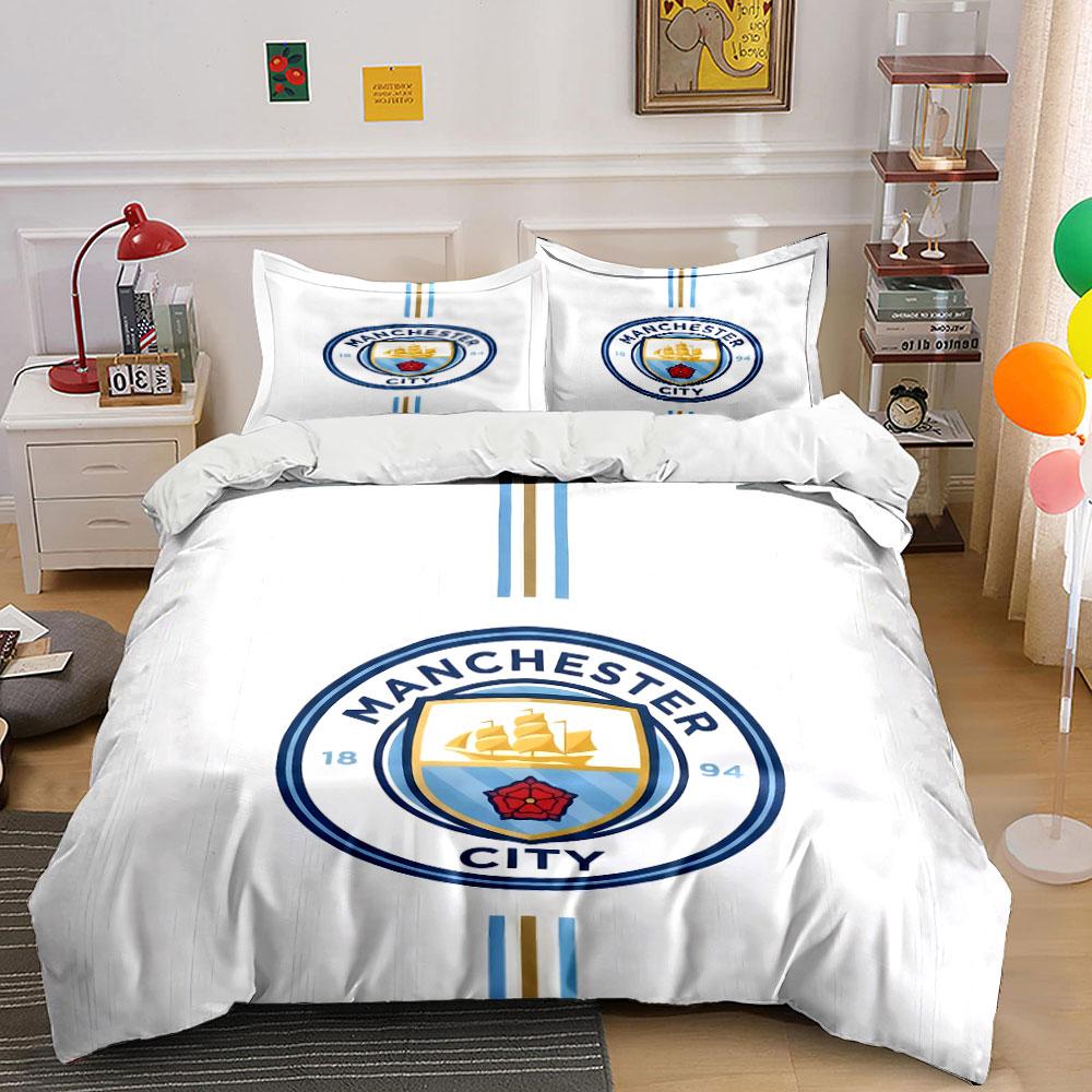 Manchester City Logo Povlečení Sada Povlečení Potah na Přikrývku Sada Potahů na Přikrývku Povlaky na Polštáře (1 * Povlak na peřinu 2 * Povlaky na polštář, bez náplně do peřiny)