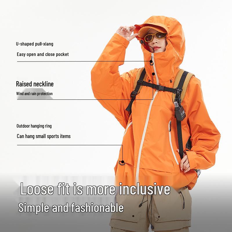Unisex Three-Proof Fabric Mountaineering Jacket - New 2025 Spring/Autumn Hooded Fashion