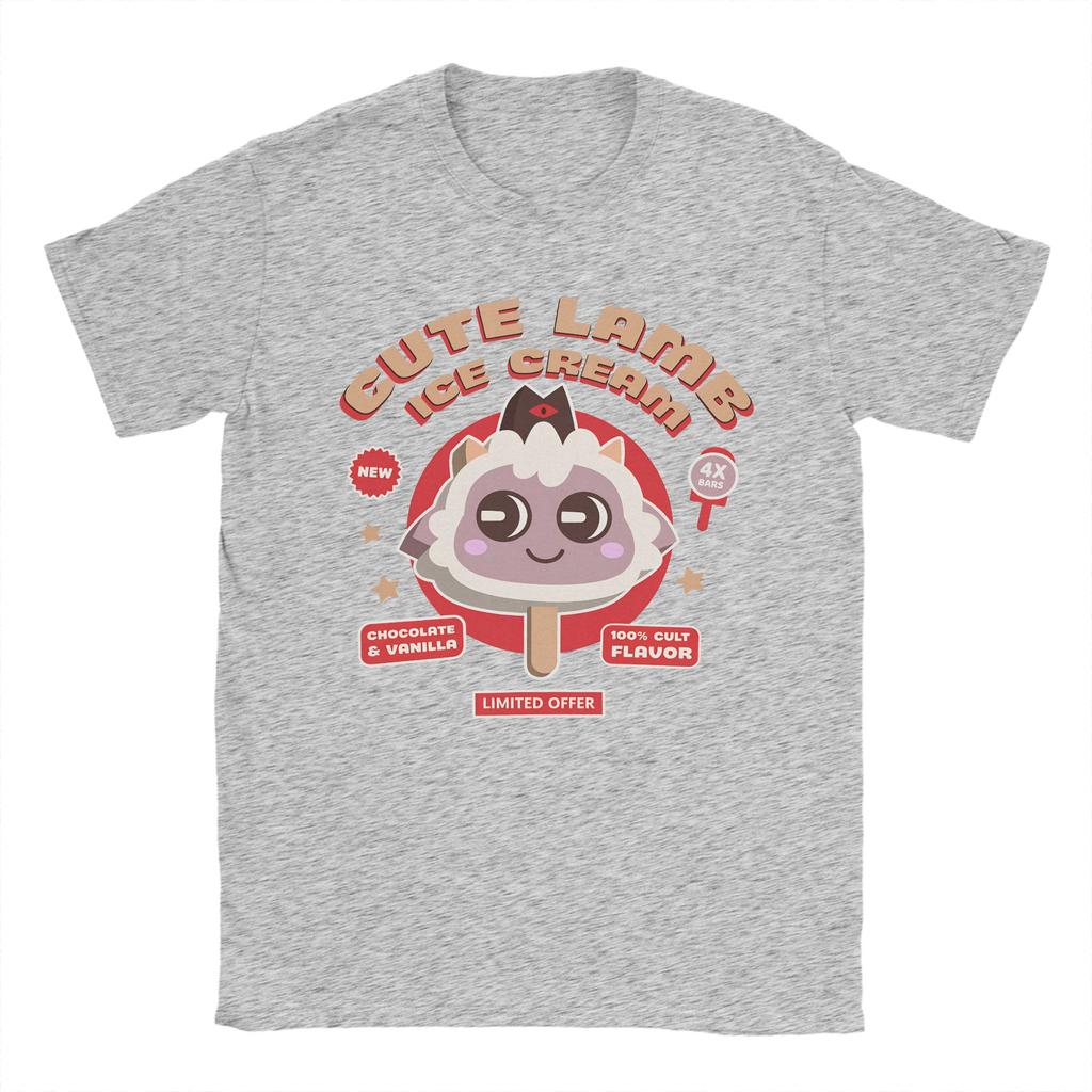 Lamb Ice Cream The Cult of the Lamb TShirts for Men  Casual Cotton Tee Shirt Round Collar Short Sleeve T Shirts 6XL Clothes