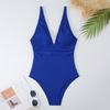 Womens Modest One-Piece Swimsuit With Padded Bust High-Waisted Fit Solid Color Stretchy Fabric Swimming Water