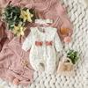Baby Girl's All Seasons Long Sleeve Print Floral With Bow Daily Jumpsuit For Newborn-6M Clothes +Headband