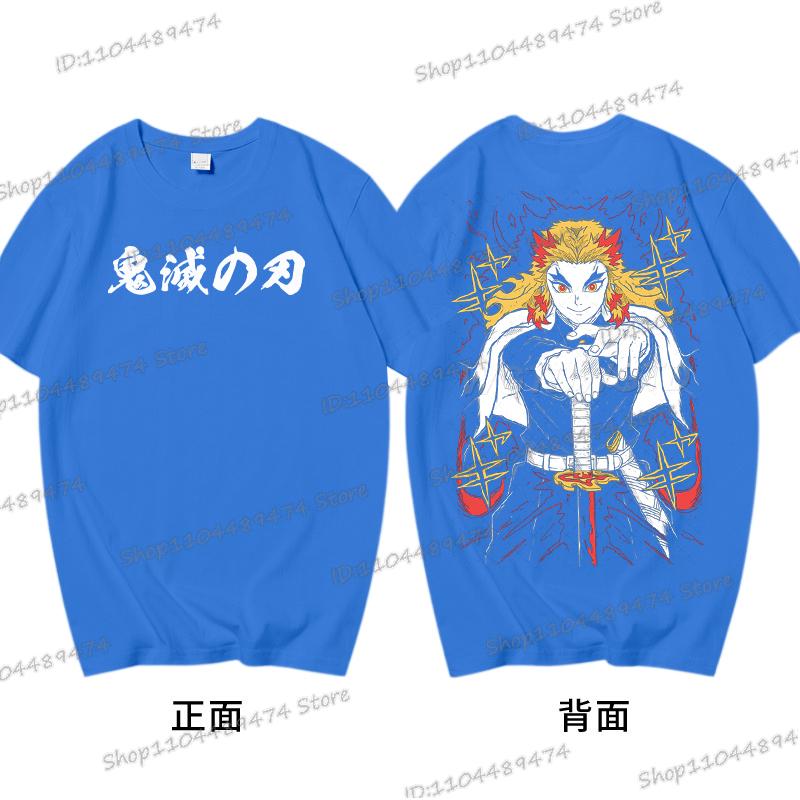 Anime Demon Slayer Rengoku Kyoujurou T Shirt Men Women Vintage Cool Casual High Quality Cotton T-shirt Harajuku Comic Tops