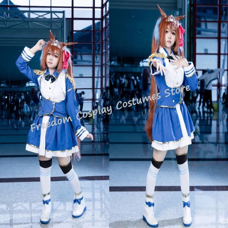 Anime Game Umamusume: Pretty Derby Daiwa Scarlet Cosplay Costume Wig Combat Uniform Skirt Woman Halloween Carnival Party Suit
