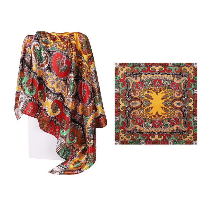 

Высококачественные роскошные шелковые шарфы, повязка на голову, шарфы, шейный шарф для женщин, шелковый шарф с цепочкой, женская декоративная шаль 90*90cm