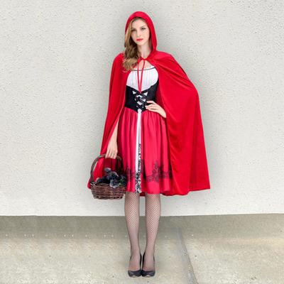 Costume di Halloween Piccola Strega Cameriera Cosplay Vestito Cappello Rosso Mantello Strega Vestito Vestito Festa Spettacolo Teatrale Abbigliamento da Gioco di Ruolo