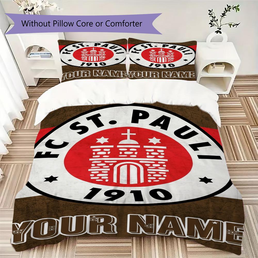 Custom Name St.Pauli Pattern Bedding uilt Set uilt Cover Pillowcase Home Decoration Birthday Gift (1*duvet cover+2*pillowcase without core)